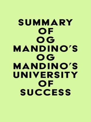 cover image of Summary of Og Mandino's Og Mandino's University of Success
